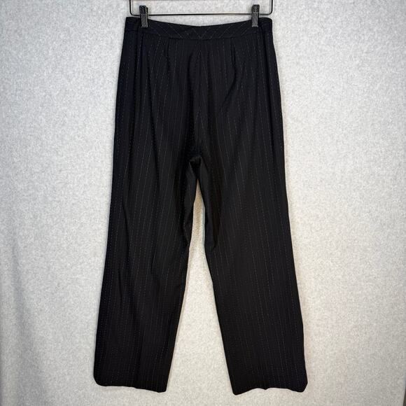 Entier Classiques Women's Black Blue Pinstripe Pants Size 6 Stretch - Picture 7 of 7